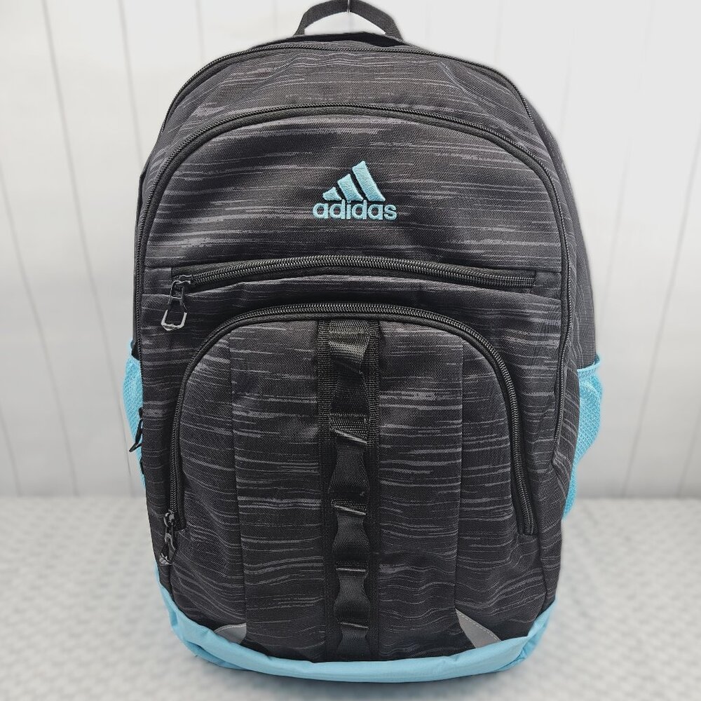 ADIDAS Laptop Backpack Prime Black Looper Blue Glow Aqua Padded Multiple Pockets